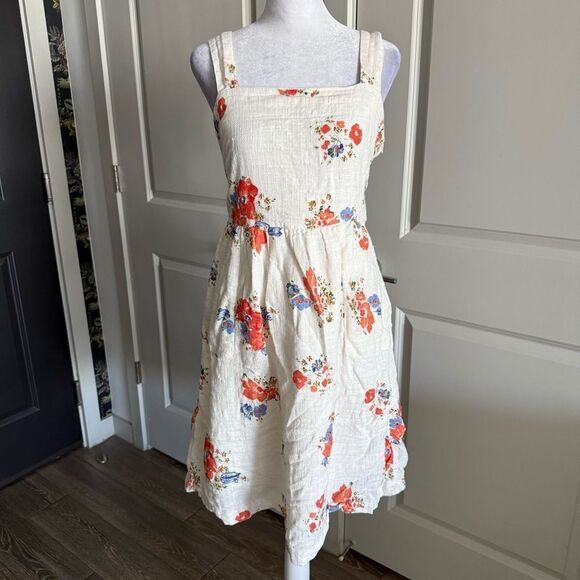 Meadow Rue by Anthropologie Ingalls White Gauzy Cotton Floral Print Dress Size 8 - Picture 7 of 11